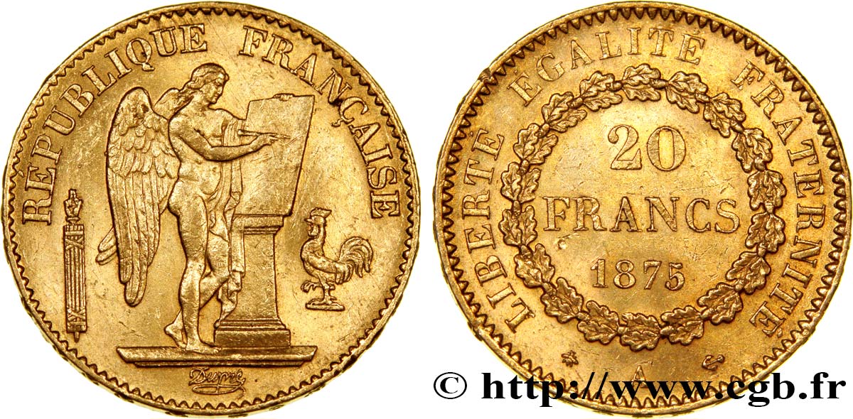 20 francs or Génie, Troisième République 1875 Paris F.533/3 TTB54 