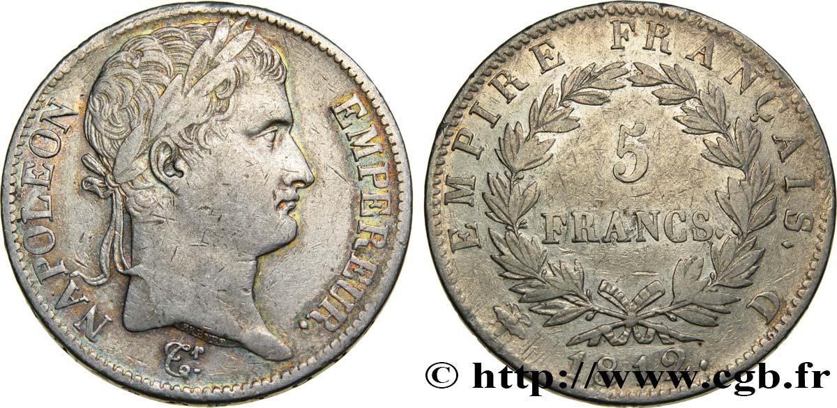 5 francs Napoléon Empereur, Empire français 1812 Lyon F.307/44 S30 