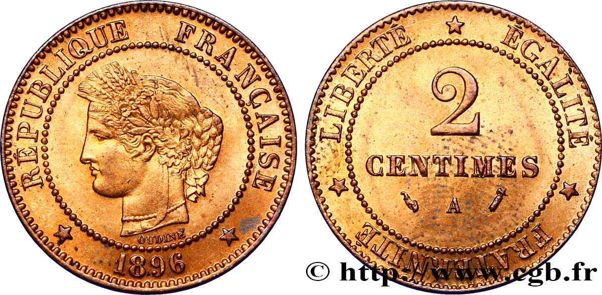 2 centimes Cérès 1896 Paris F.109/22 MS61 
