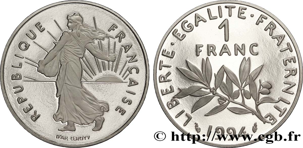 1 franc Semeuse, nickel, BE (Belle Épreuve) 1994 Pessac F.226/42 var. MS67 