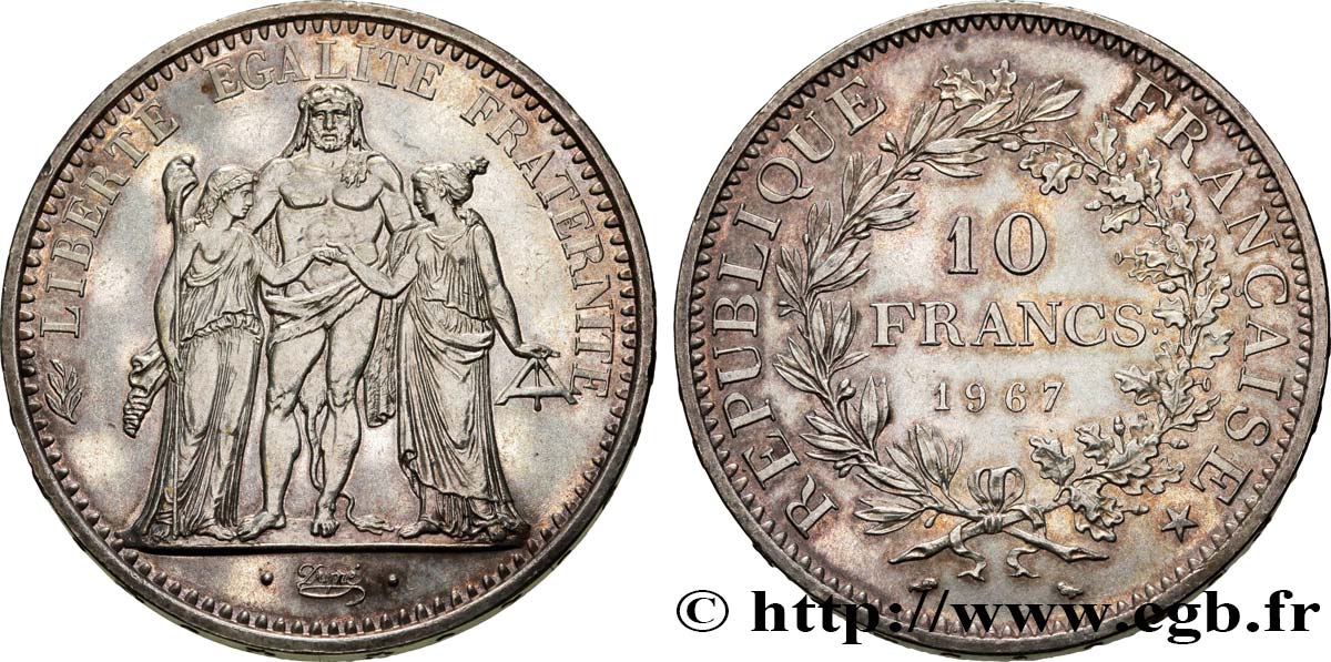 10 francs Hercule, accent sur le E de REPUBLIQUE 1967  F.364/6 SUP55 