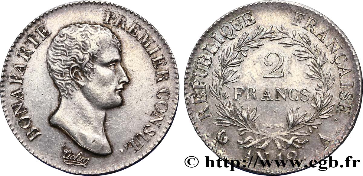 2 francs Bonaparte Premier Consul 1804 Paris F.250/1 MBC50 