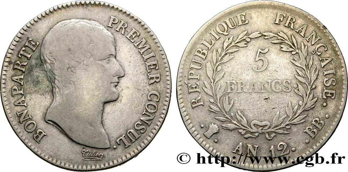 5 francs Bonaparte Premier Consul 1804 Strasbourg F.301/12 RC12 