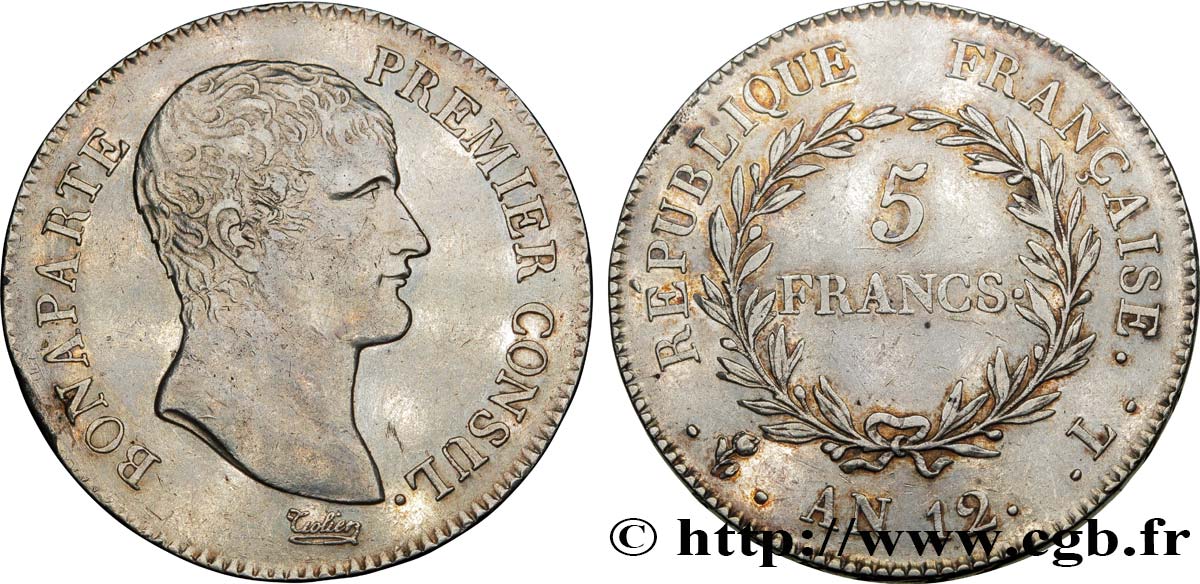 5 francs Bonaparte Premier Consul 1804 Bayonne F.301/18 MBC50 
