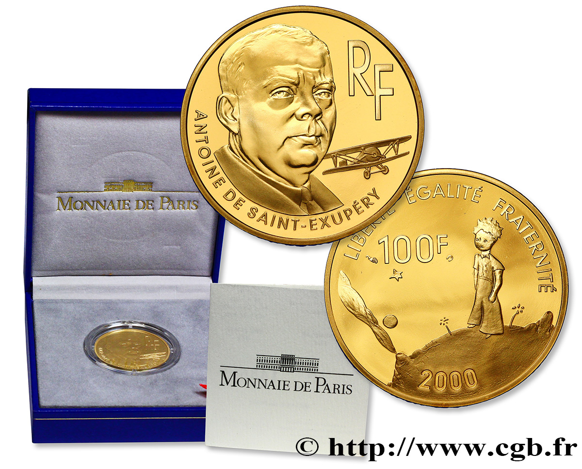 Belle Épreuve 100 francs Or - Antoine de Saint-Exupéry 2000 Pessac F5.1680 1 FDC70