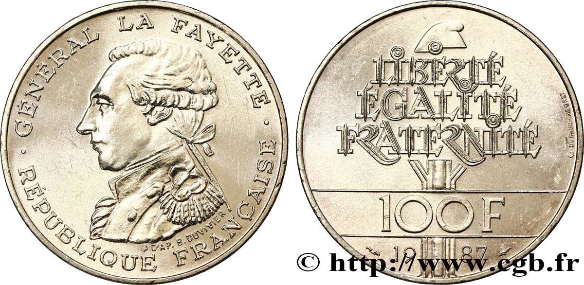 100 francs Égalité - La Fayette 1987  F.455/2 SUP 