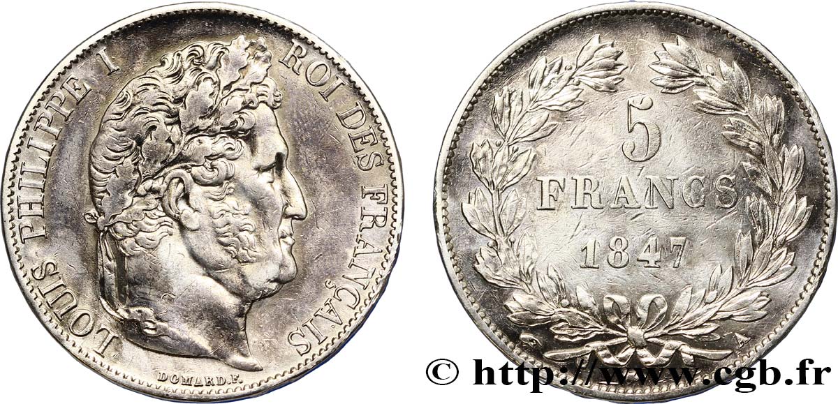 5 francs IIIe type Domard 1847 Paris F.325/14 TTB 