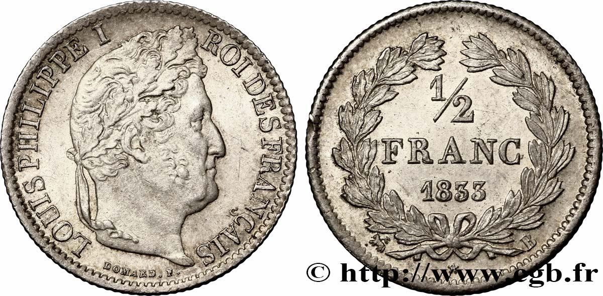 1/2 franc Louis-Philippe 1833 Rouen F.182/30 SPL60 