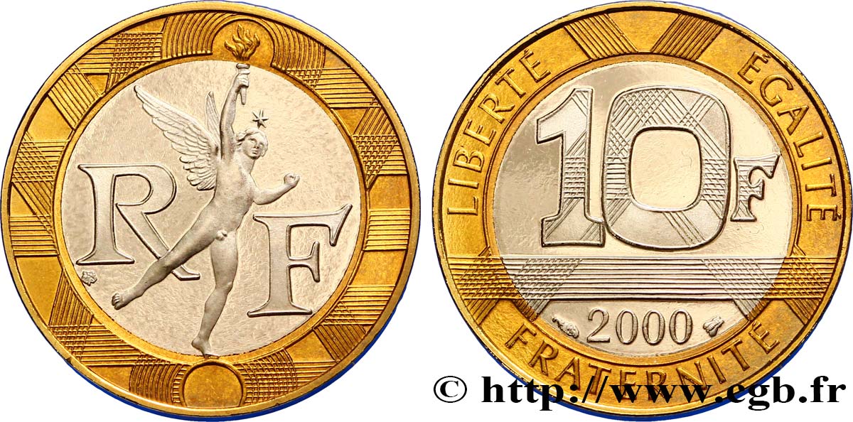 10 francs Génie de la Bastille, BE (Belle Épreuve) 2000 Pessac F.375/17 var. ST67 