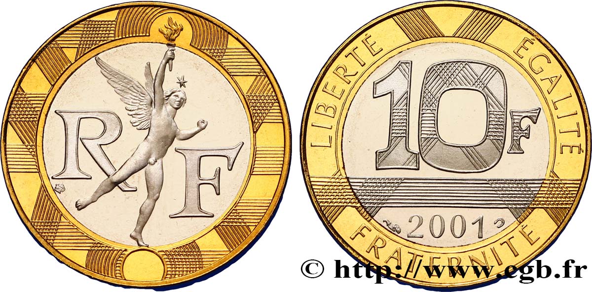 10 francs Génie de la Bastille, BE (Belle Épreuve) 2001 Pessac F.375/18 var. ST67 