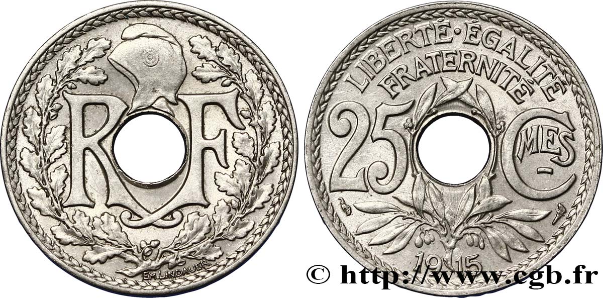 25 centimes Lindauer, Cmes souligné 1915  F.170/3 MBC54 