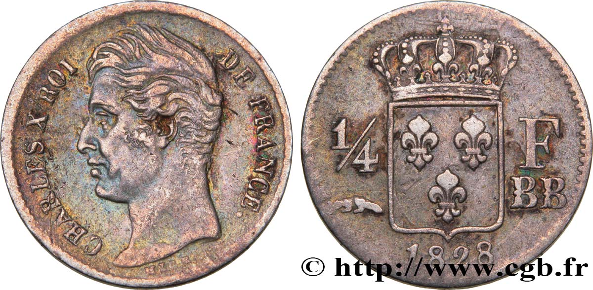 1/4 franc Charles X 1828 Strasbourg F.164/20 S35 