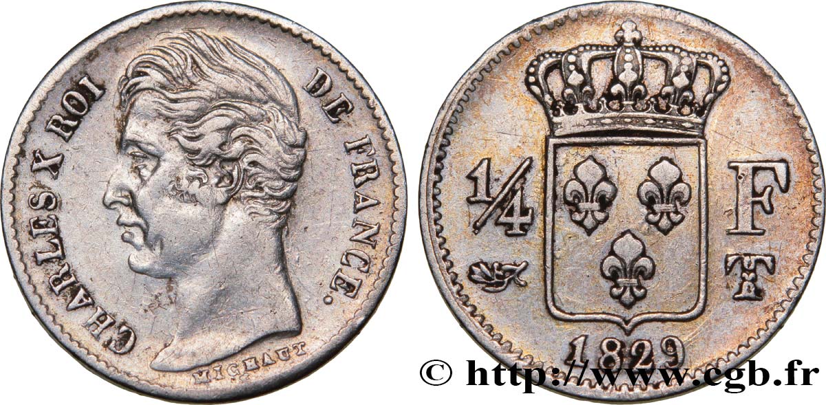 1/4 franc Charles X 1829 Nantes F.164/37 MBC48 