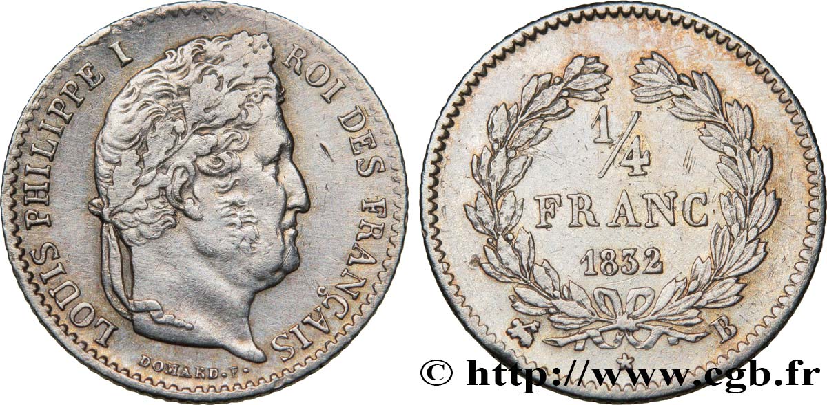 1/4 franc Louis-Philippe 1832 Rouen F.166/16 TTB50 