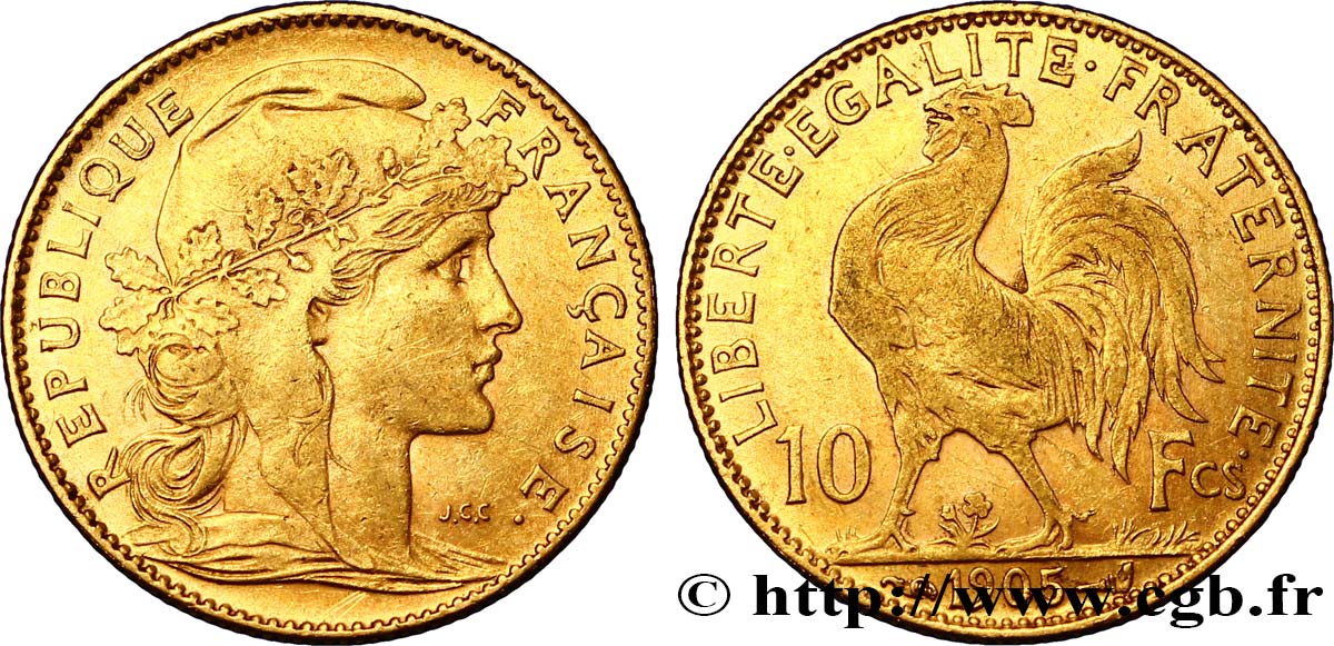 10 francs or Coq 1905 Paris F.509/6 TTB48 