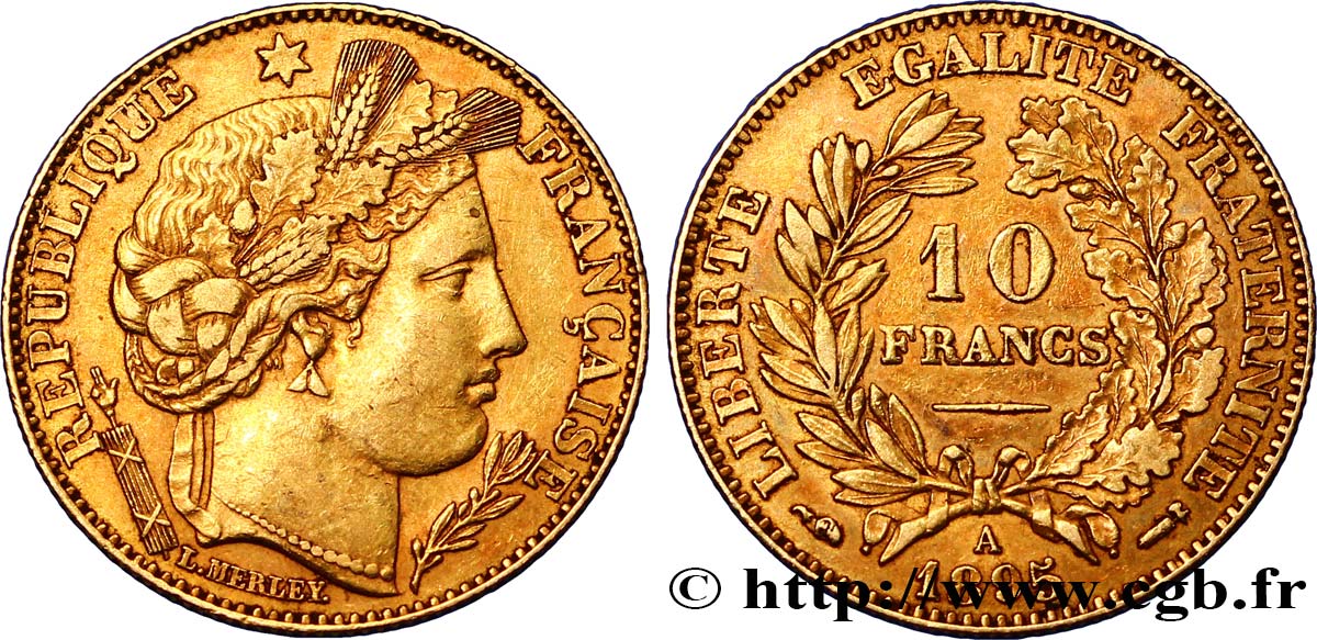 10 francs or Cérès, Troisième République 1895 Paris F.508/3 TTB45