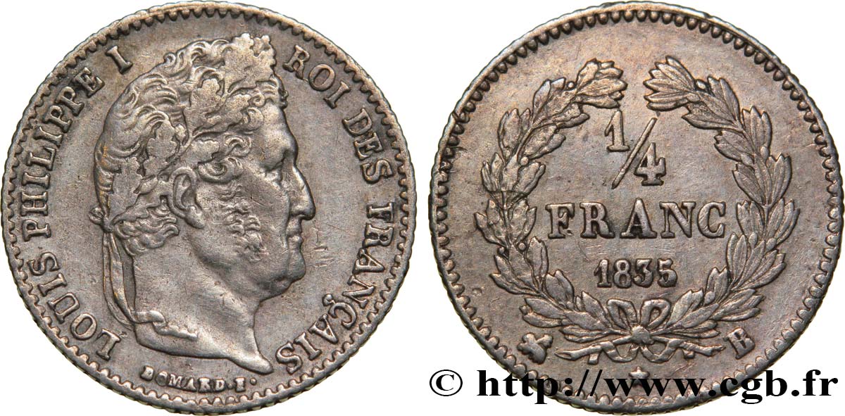 1/4 franc Louis-Philippe 1835 Rouen F.166/50 AU52 