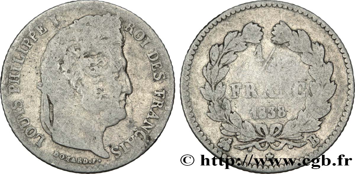 1/4 franc Louis-Philippe 1838 Rouen F.166/70 B10 