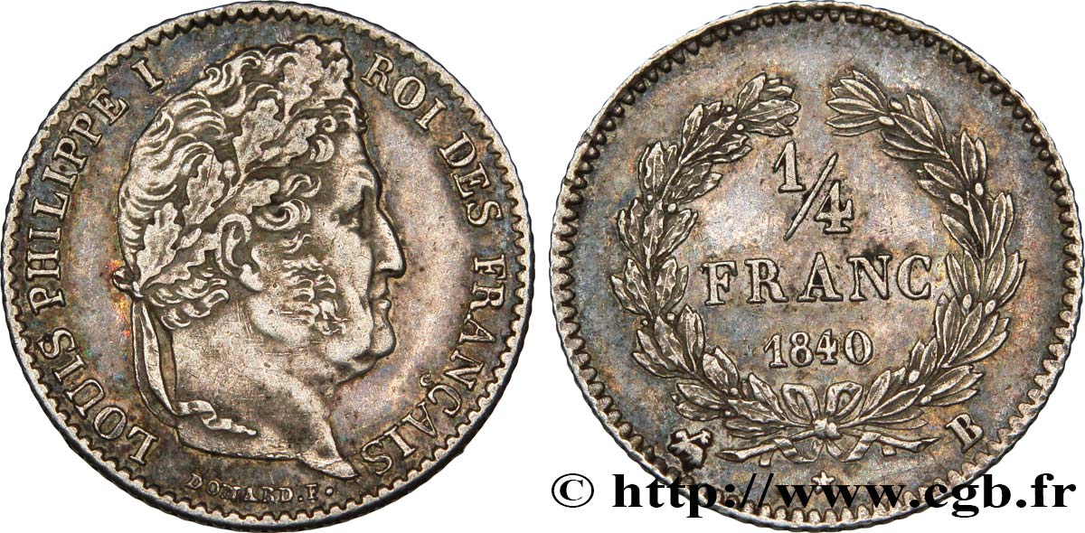 1/4 franc Louis-Philippe 1840 Rouen F.166/81 AU50 