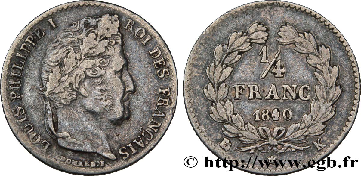 1/4 franc Louis-Philippe 1840 Bordeaux F.166/83 VF35 
