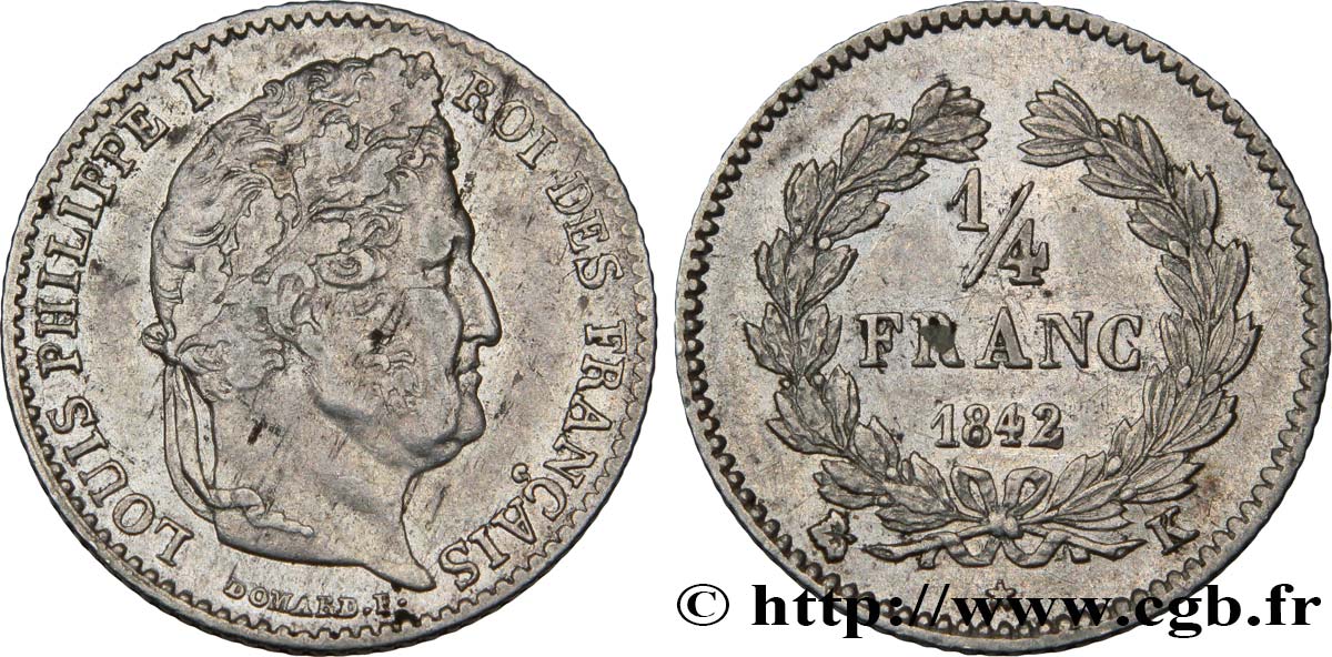 1/4 franc Louis-Philippe 1842 Bordeaux F.166/91 XF45 