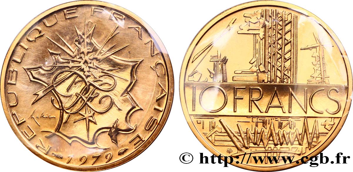 Piéfort Cu-Ni-Al de 10 francs Mathieu, tranche B 1979 Pessac F.365/7P FDC70