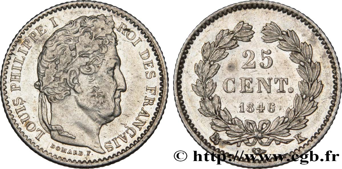 25 centimes Louis-Philippe 1846 Bordeaux F.167/7 AU53 