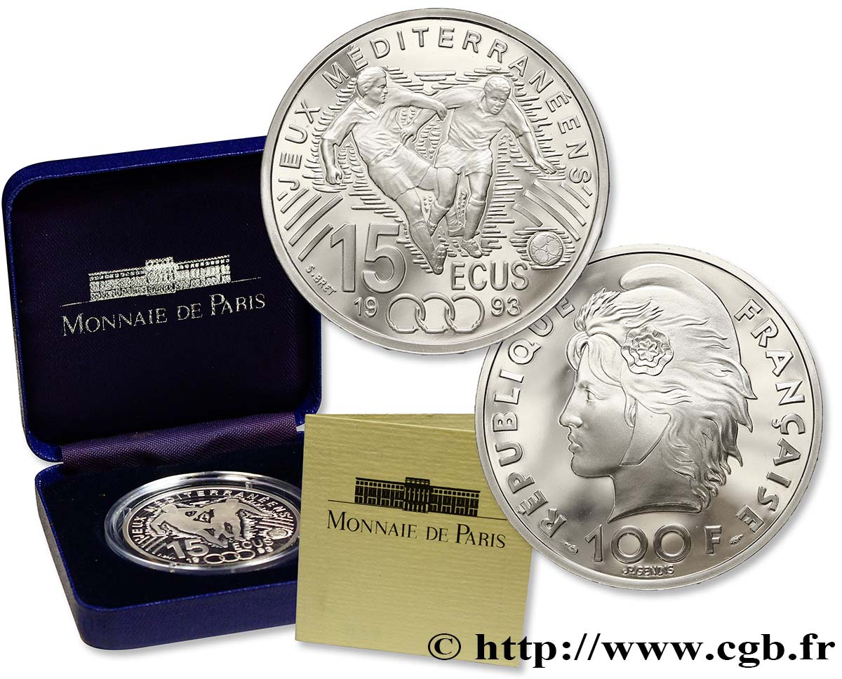 Belle Épreuve 15 écus / 100 francs - Football 1993 Paris F5.2003 1 FDC70