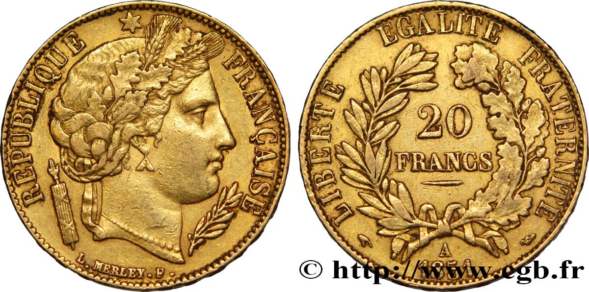 20 francs or Cérès 1851 Paris F.529/4 XF42 