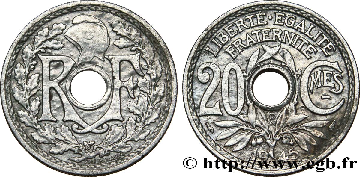 20 centimes Lindauer 1945 Beaumont-Le-Roger F.155/3 XF45 