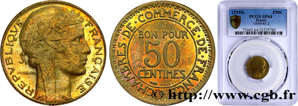 Essai de 50 centimes Morlon, hybride en bronze-aluminium n.d.  GEM.83 2 fST64 PCGS
