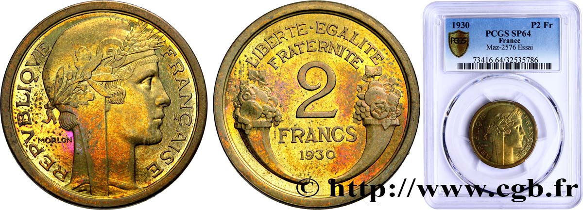 Pré-série de 2 francs Morlon 1930  GEM.113 2 MS64 PCGS