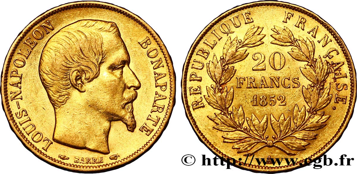 20 francs or Louis-Napoléon 1852 Paris F.530/1 TTB45