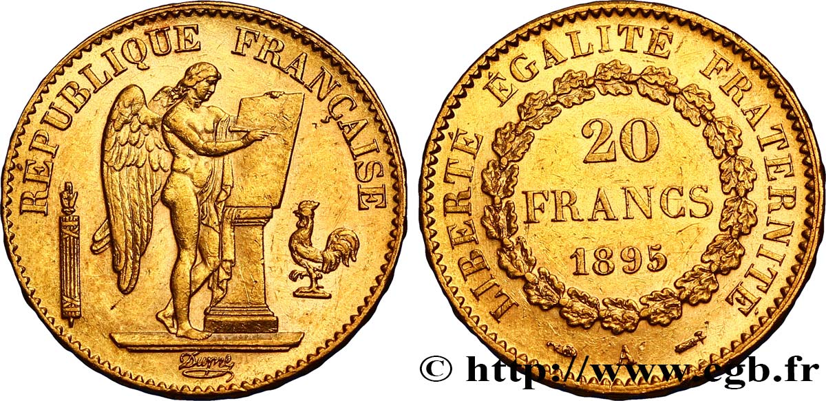 20 francs or Génie, IIIe République 1895 Paris F.533/19 XF48 