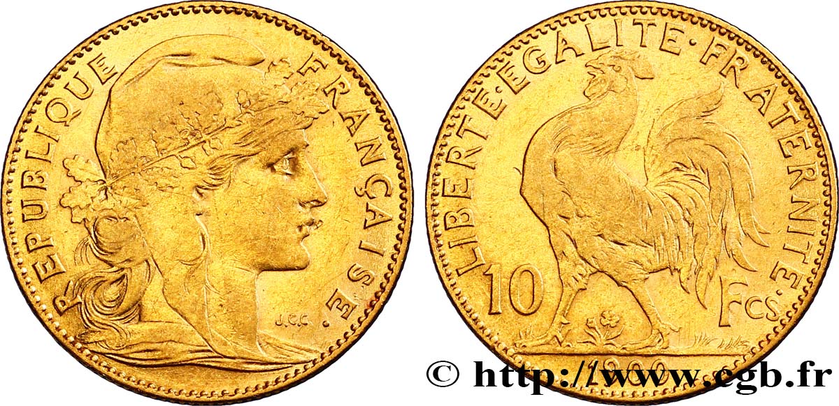 10 francs or Coq 1900 Paris F.509/3 TTB48 