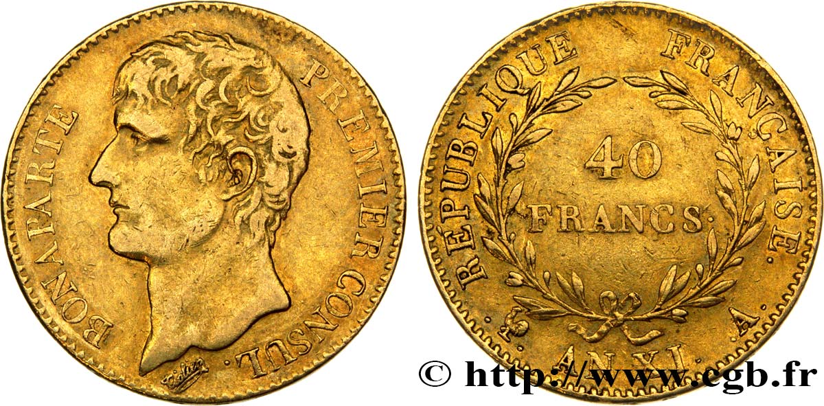40 francs or Bonaparte Premier Consul 1803 Paris F.536/2 MBC45 