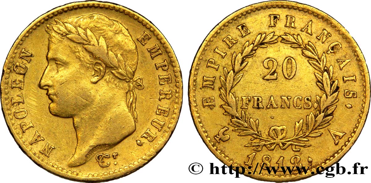 20 francs or Napoléon tête laurée, Empire français 1812 Paris F.516/22 TTB45 