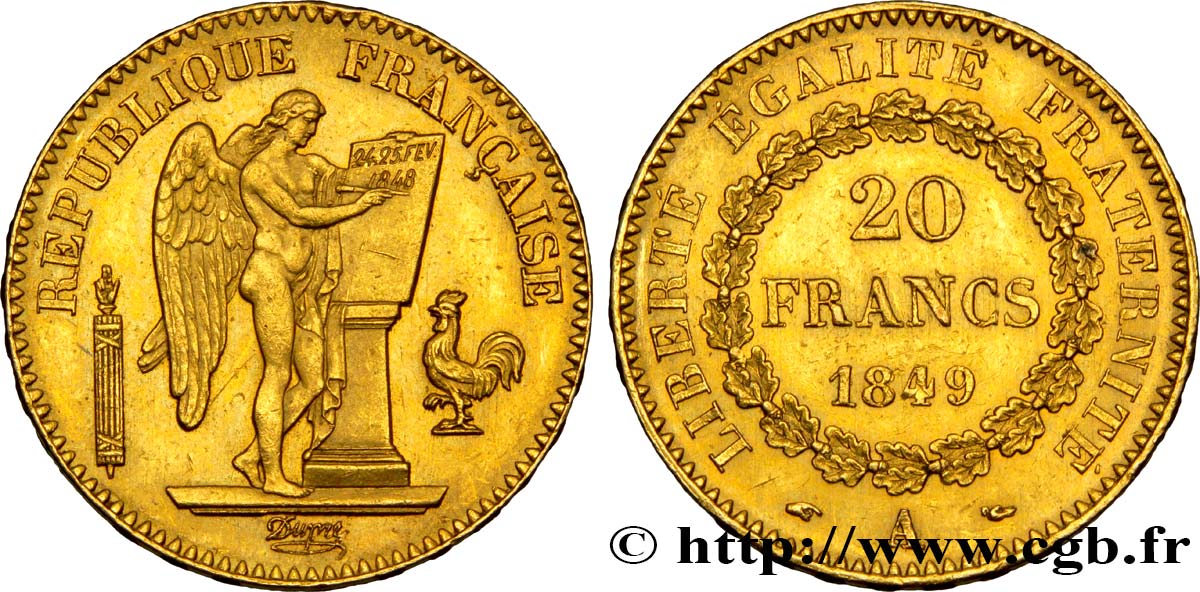 20 francs or Génie, IIe République 1849 Paris F.528/2 TTB52 