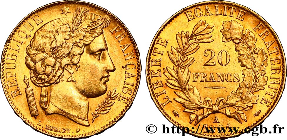 20 francs or Cérès 1851 Paris F.529/4 BB50 
