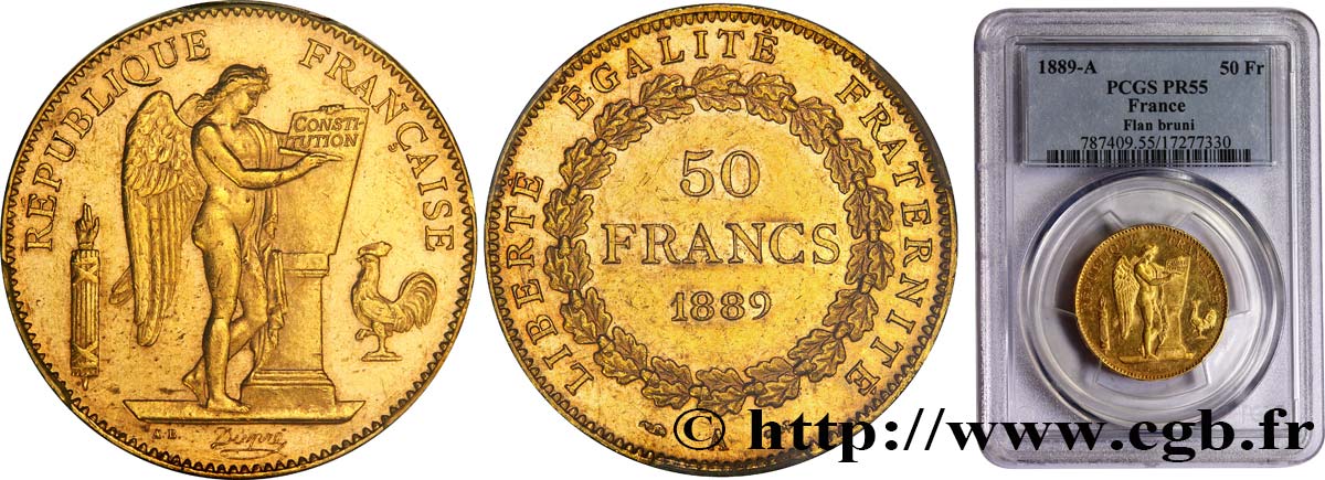 50 francs génie 1889 Paris F.549/3 SUP55 PCGS