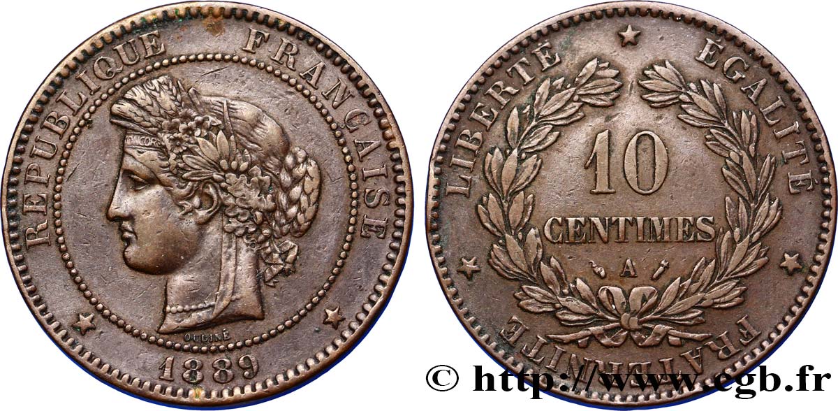 10 centimes Cérès 1889 Paris F.135/34 TTB45 