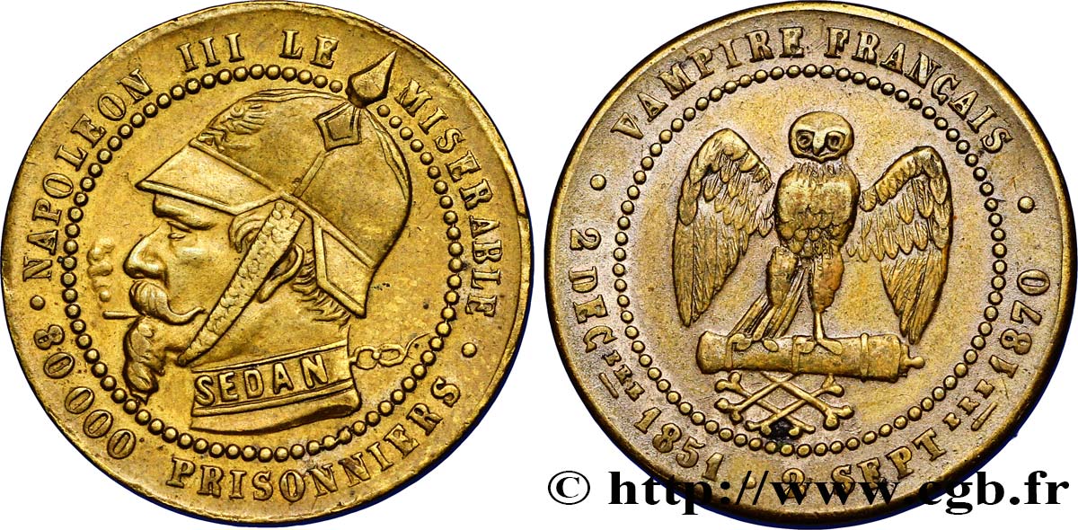 Monnaie satirique Lt 25, module de cinq centimes 1870  Coll.44  BB50 
