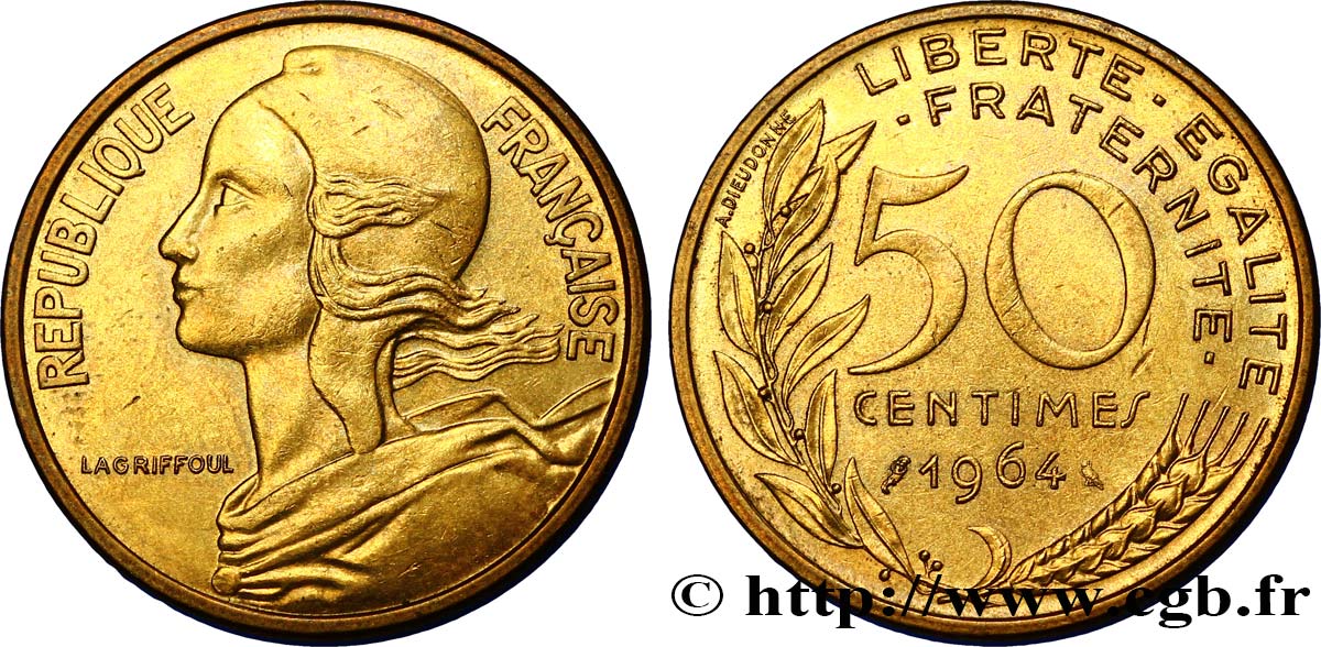 50 centimes Marianne 1964 Paris F.197/6 MBC48 