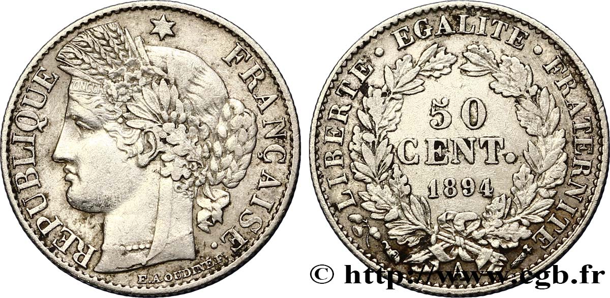 50 centimes Cérès, Troisième République 1894 Paris F.189/15 BB45 