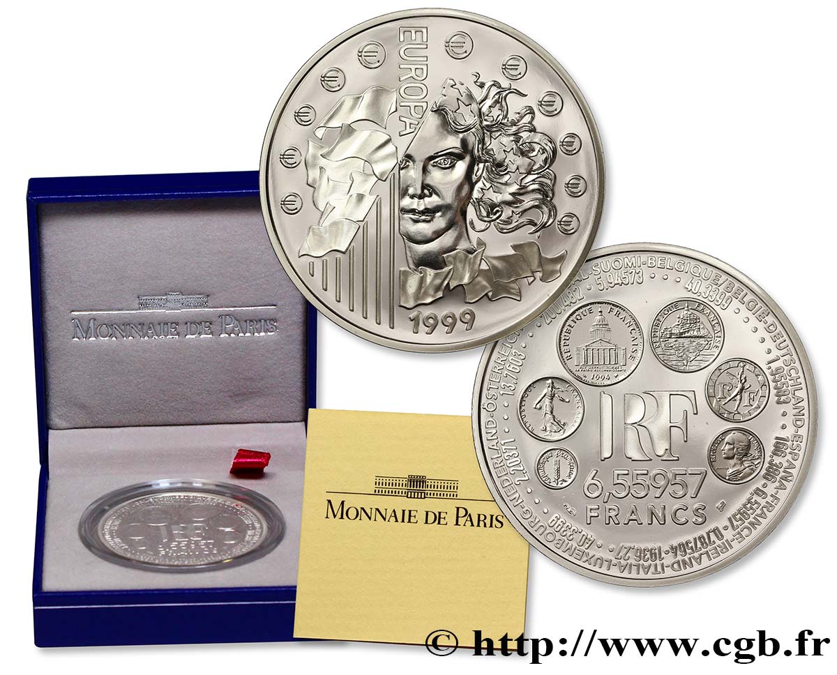 Belle Épreuve 6,55957 francs - La parité 1999  F.1250 1 MS 