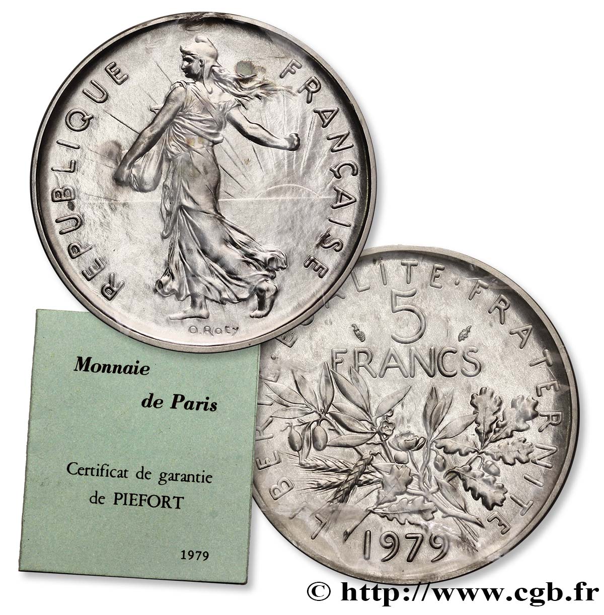 Piéfort argent de 5 francs Semeuse, nickel 1979 Pessac F.341/11P MS 
