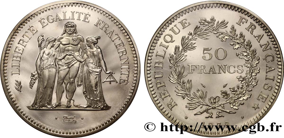 Piéfort argent de 50 francs Hercule  1979 Pessac F.427/7P MS 