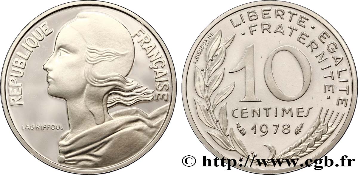 Piéfort argent de 10 centimes Marianne 1978 Pessac F.144/18P ST65 