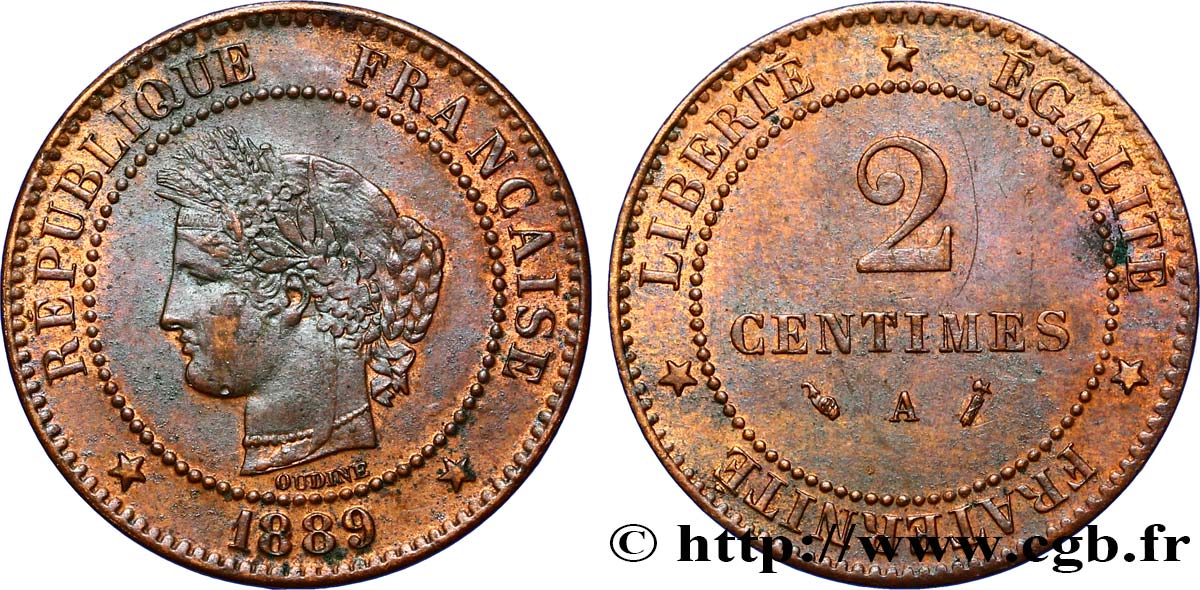 2 centimes Cérès 1889 Paris F.109/15 TTB48 