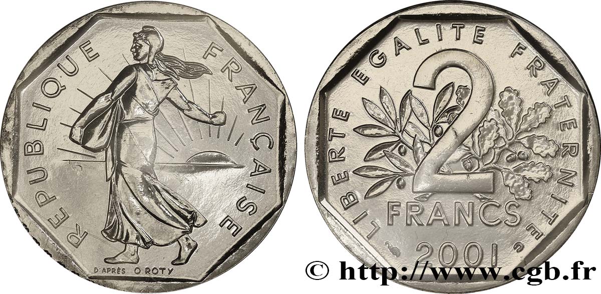 2 francs Semeuse, nickel 2001 Pessac F.272/29 MS68 